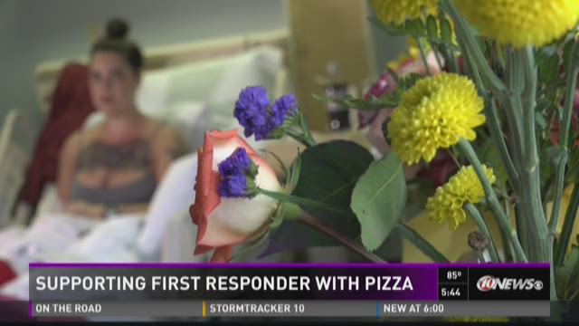 Pizza lifts spirits of woman with firefighter dream